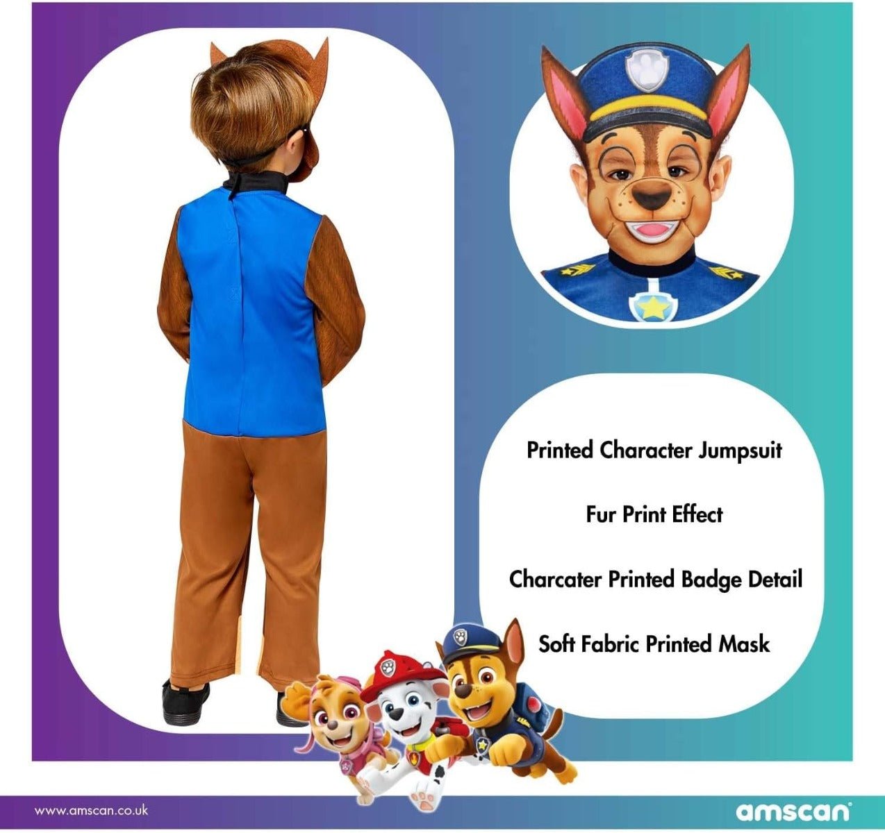 Rubies Paw Patrol Chase Costume 4 - 6 - Colorland Toys