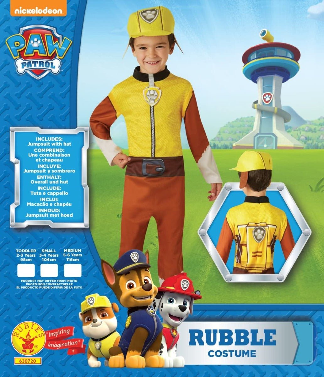 Rubies Paw Patrol Rubble Costume Toddler 630720 - Colorland Toys