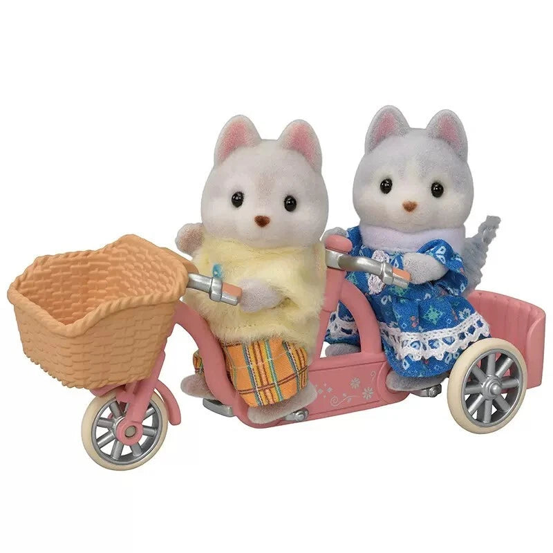 Sylvanian Families tandem Cycling Set-Husky Sister & Brother 5637 - Colorland Toys