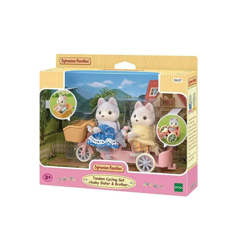 Sylvanian Families tandem Cycling Set-Husky Sister & Brother 5637 - Colorland Toys