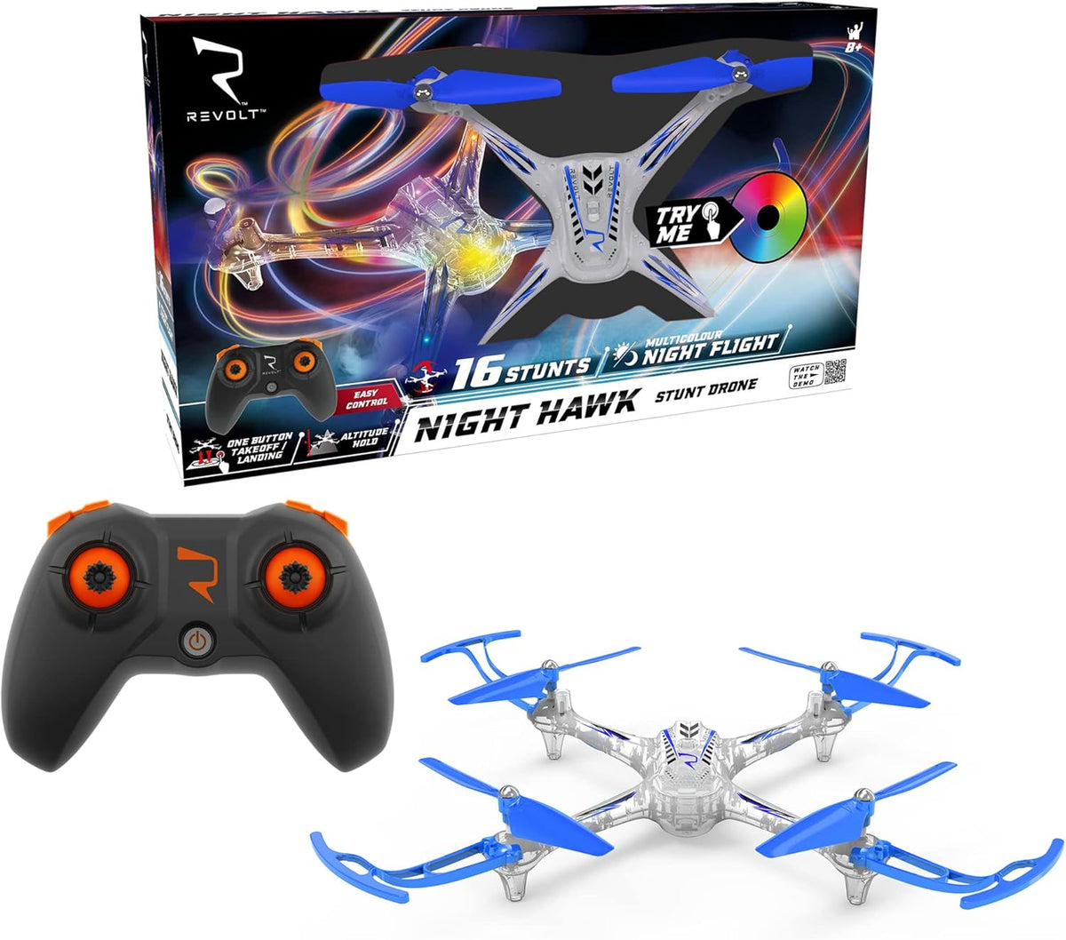 Sam Toys 4-Channel Auto Hover RC Stunt Drone-Blue/Orange X15T — image 3