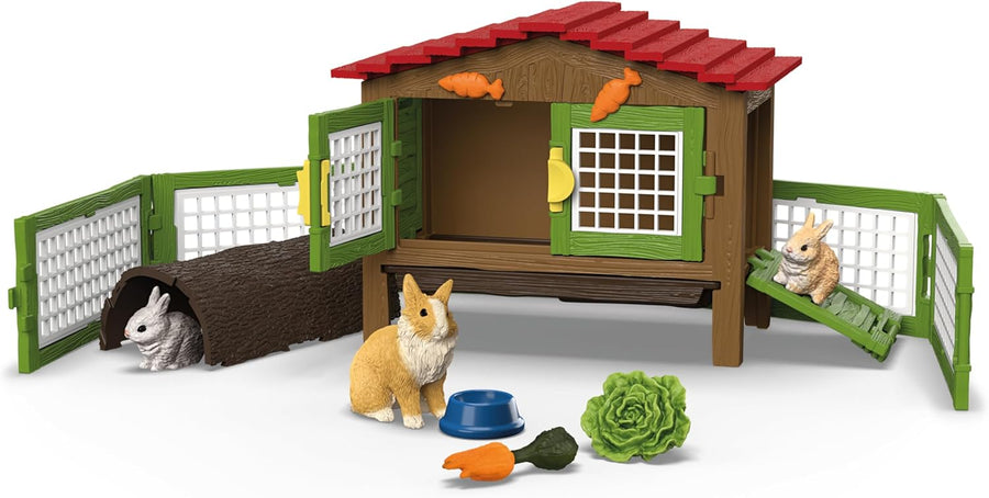 Schleich Farm World 17pc Rabbit Cage Playset for Kids Ages 3+