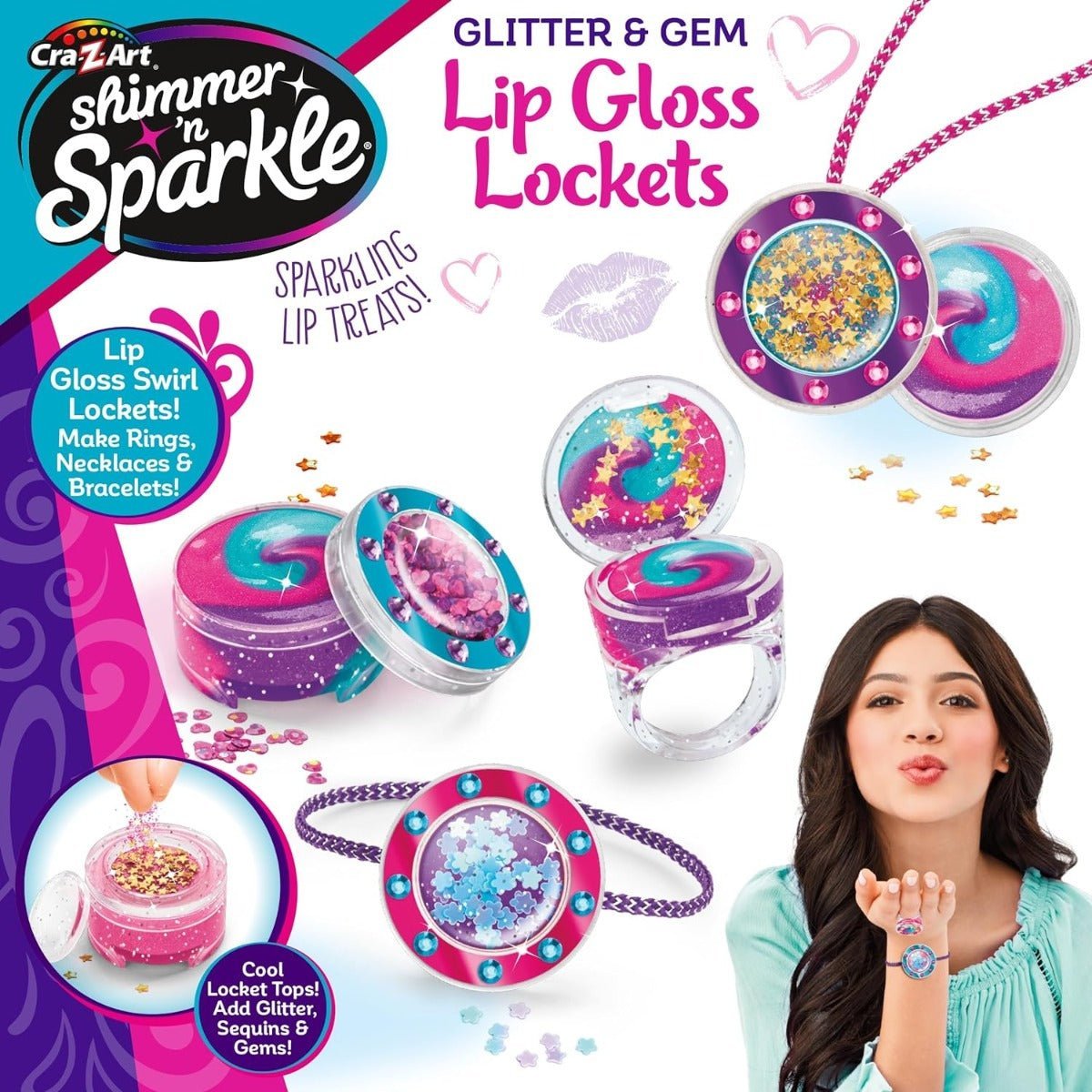 Shimmer 'n Sparkle Glitter & Gem Lip Gloss Locket SNS - 65548 - Colorland Toys
