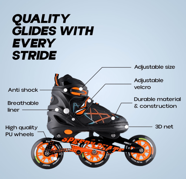 Skate Shoes Size 39 - 42 Orange SKATE155K - L - Colorland Toys