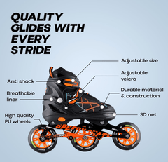 Skate Shoes Size 39 - 42 Orange SKATE155K - L - Colorland Toys