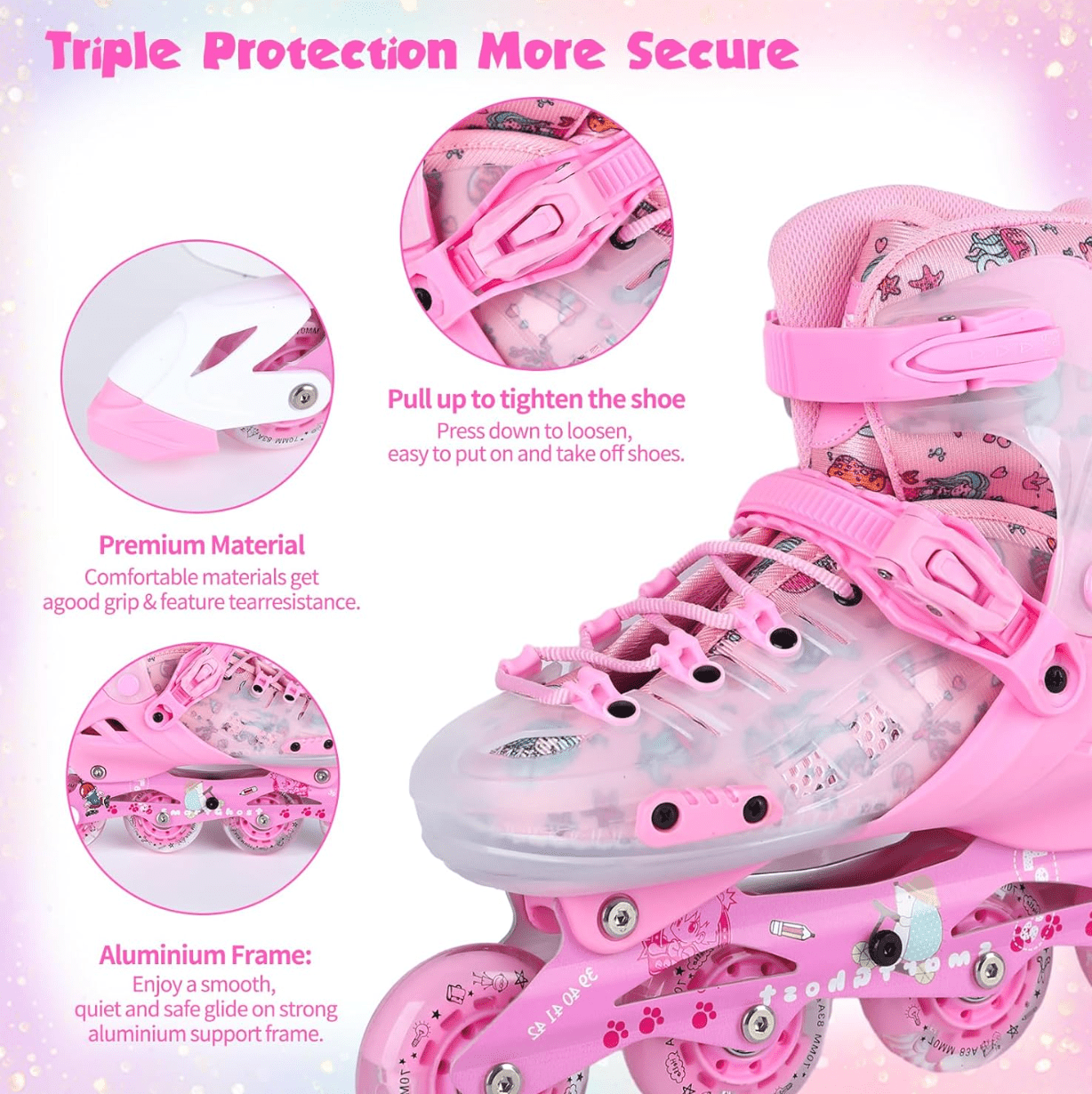 Skate Shoes Size 39 - 42 Pink Large - Colorland Toys