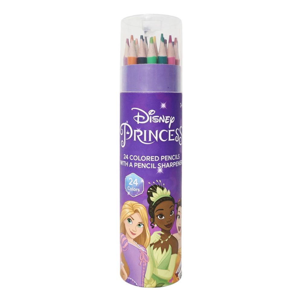 Skoodles Disney Princess Coloured Pencil With Sharpener 24 Pieces - Colorland Toys