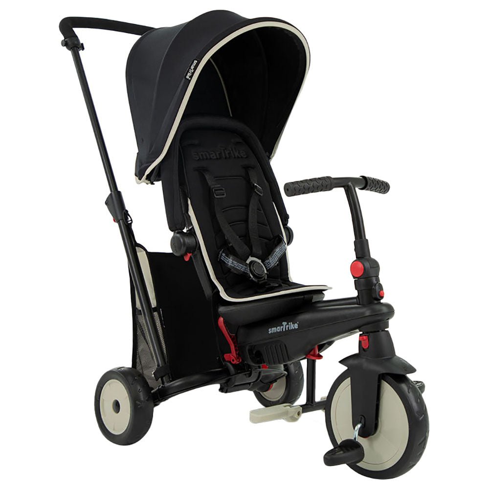 SmarTrike STR3 Folding 6 - in - 1 Trike Black with Cream Pipping 5021933 - Colorland Toys