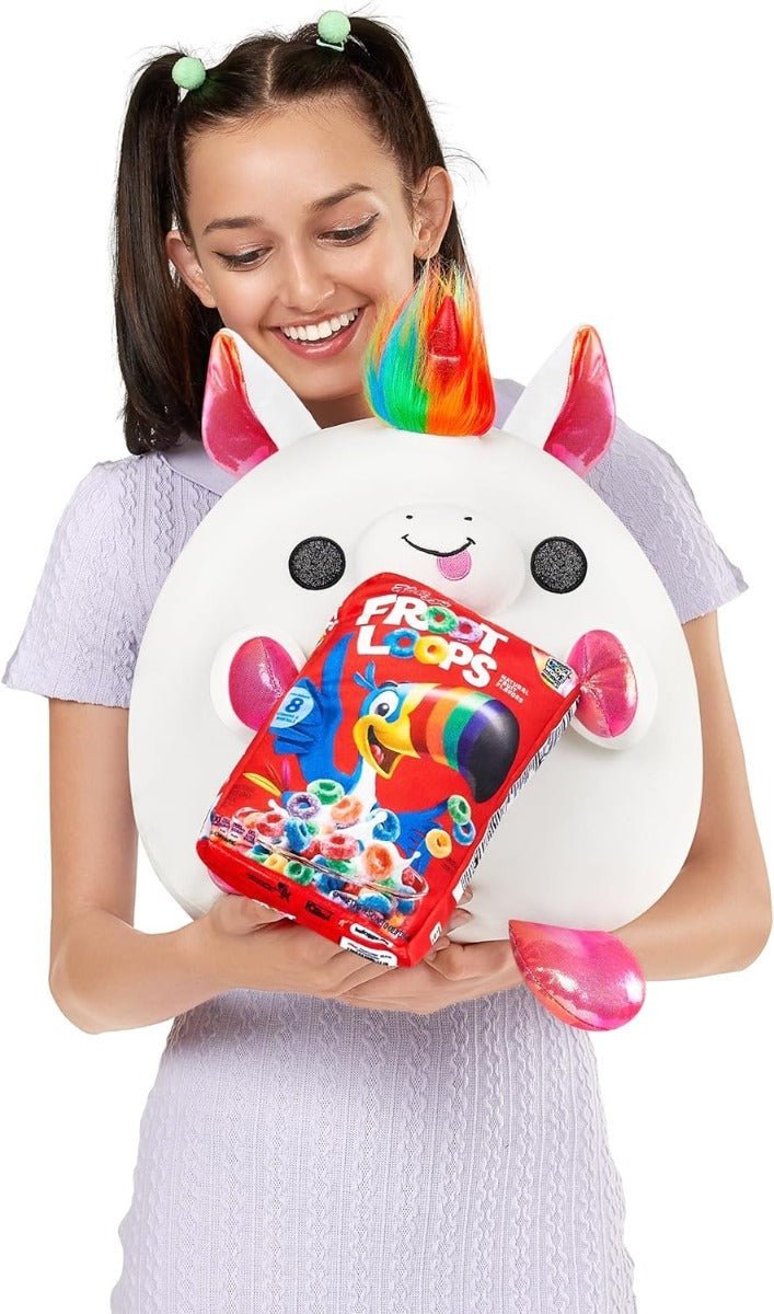 Snackles Holding Kellogg's Froot Loops - Unicorn Plush 14inch 77511B - Colorland Toys