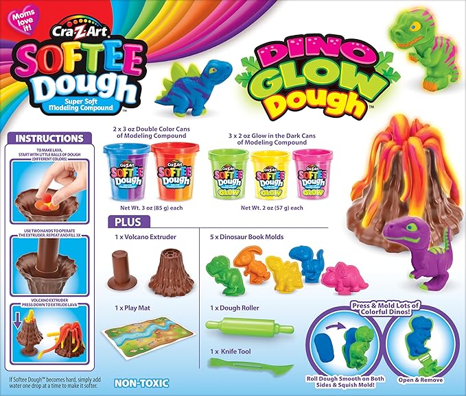 Softee Dough Dino Glow Dough CA - 66603 - Colorland Toys
