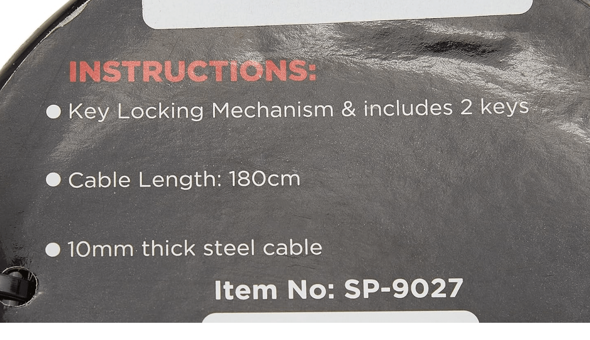 Spartan Cable Lock 180cm Silver SP-9027 — image 3