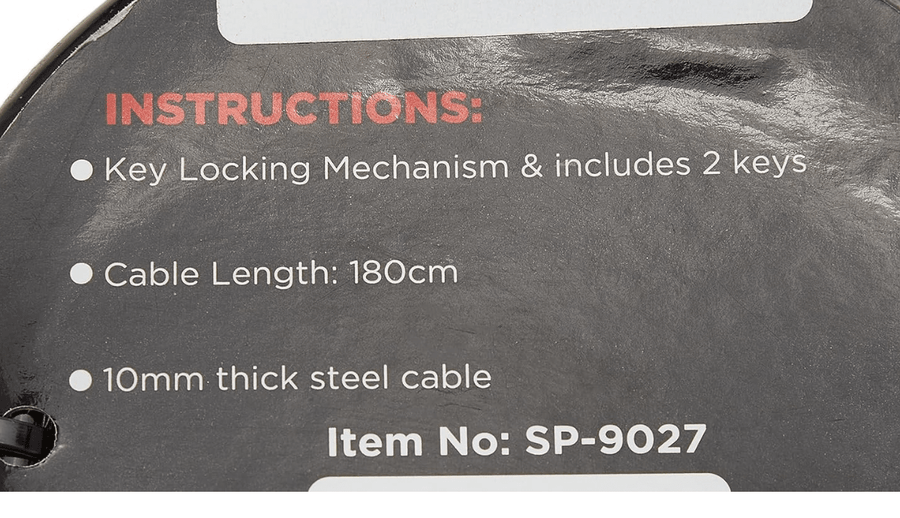 Spartan Cable Lock 180cm Silver SP-9027 — image 3