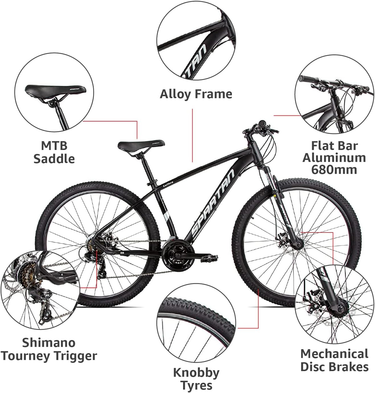 SPARTAN Uni Adult 27.5" Caliber Hardtail MTB Alloy - Charcoal Black, M — image 3