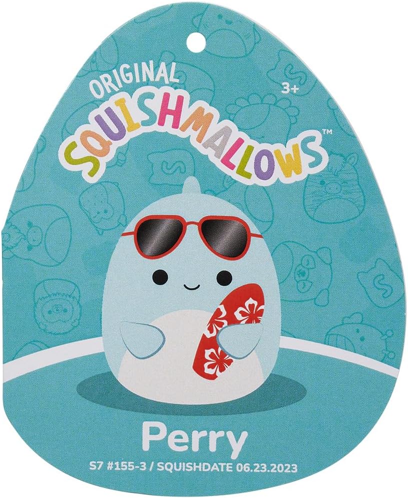 Squishmallow Perry Teal Dolphin with Sunglasses And Surfboard 7.5 Inches SQCR05372 - Colorland Toys