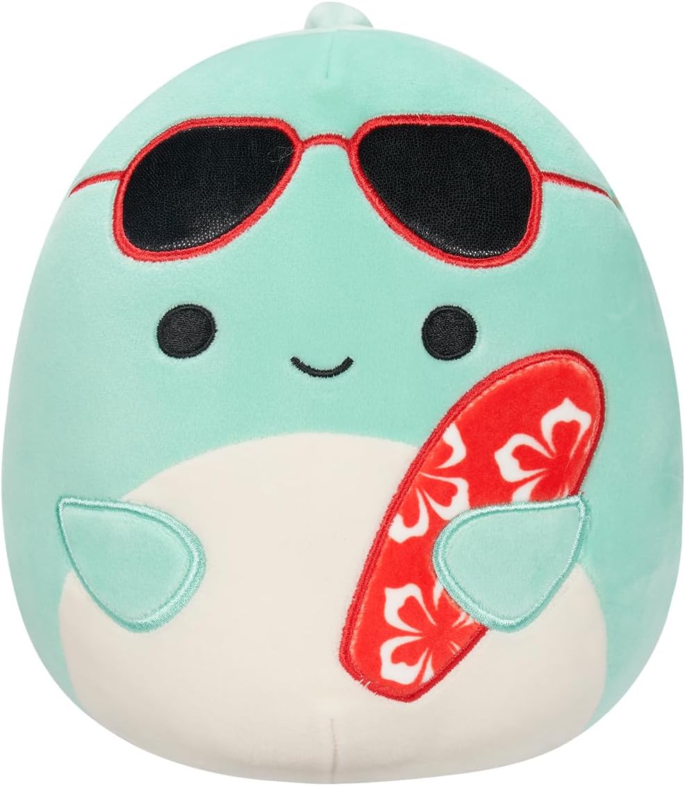 Squishmallow Perry Teal Dolphin with Sunglasses And Surfboard 7.5 Inches SQCR05372 - Colorland Toys