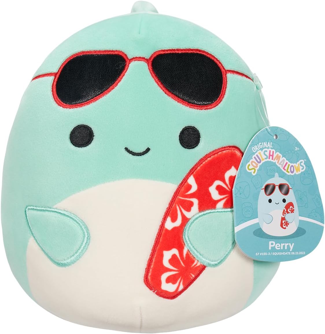 Squishmallow Perry Teal Dolphin with Sunglasses And Surfboard 7.5 Inches SQCR05372 - Colorland Toys