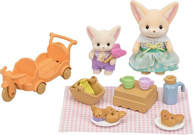 Sylvanian Families Sunny Picnic Set - Fennec Fox Sister And Baby 5698 - Colorland Toys
