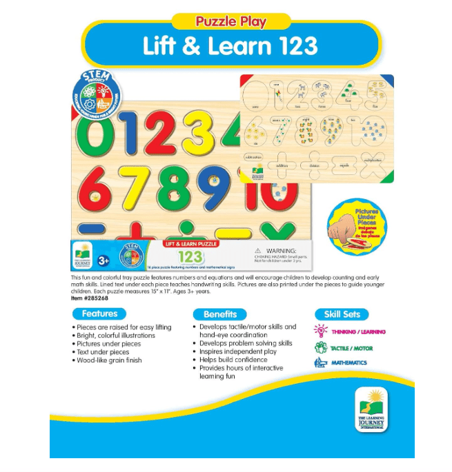 The Learning Journey Lift & Learn 123 Number Puzzle 285275 - Colorland Toys