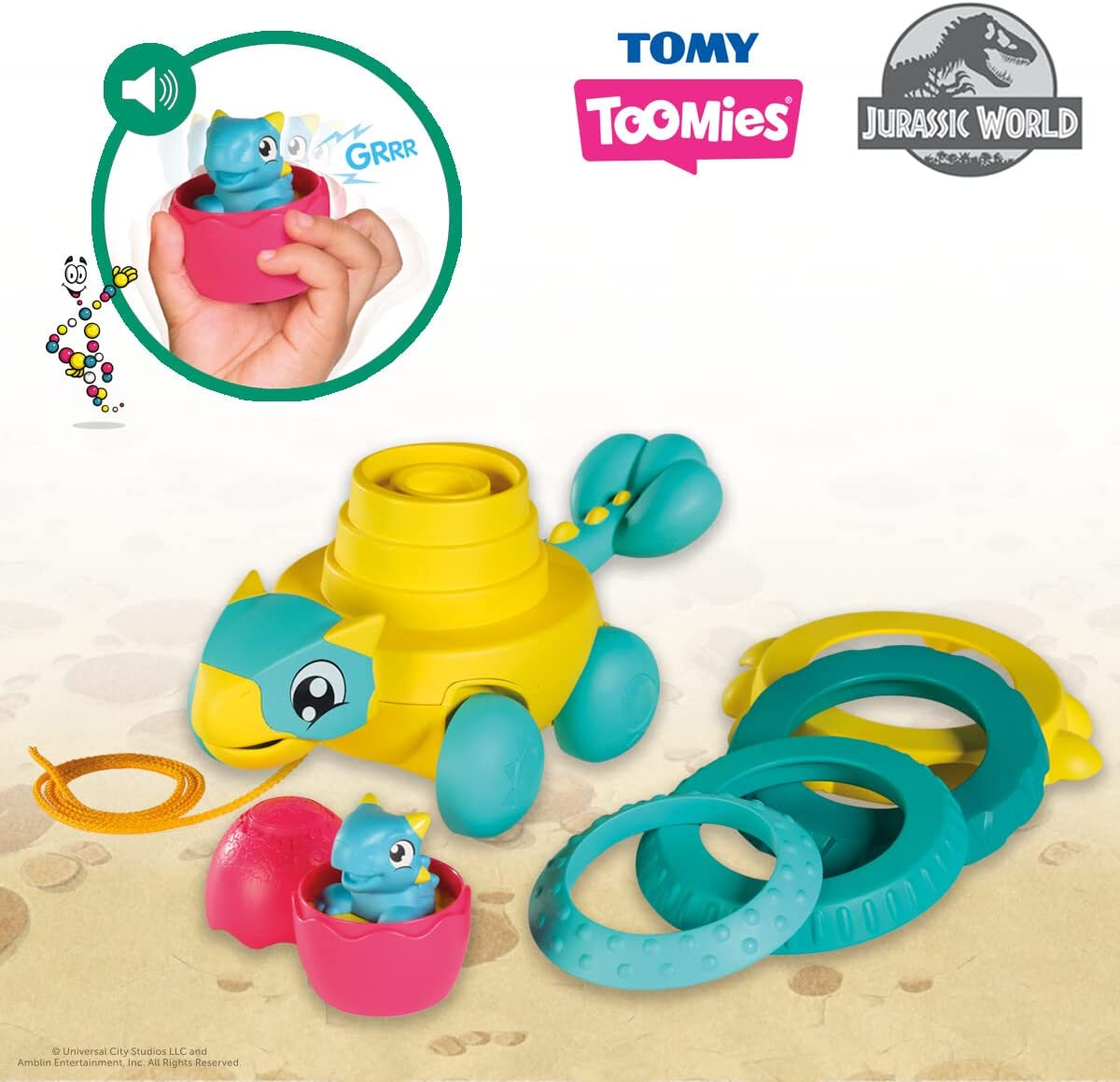 Tomy Toomies Jurassic World Stack & Pull Ankylosaurus E73410 - Colorland Toys