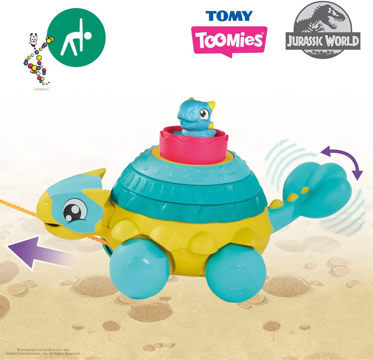 Tomy Toomies Jurassic World Stack & Pull Ankylosaurus E73410 - Colorland Toys