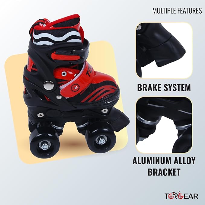 Top Gear Quad Skate Shoes 27-30 Red TG-9008 - Colorland Toys