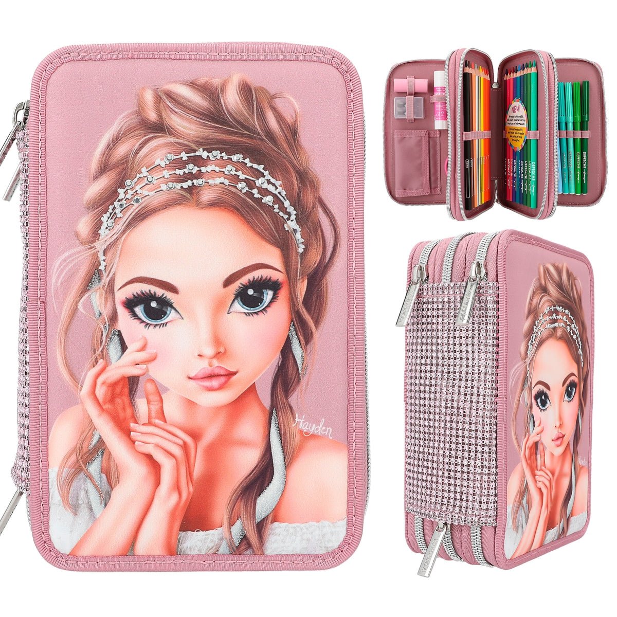 TOPModel Triple Pencil Case - Glitter Queen - Colorland Toys