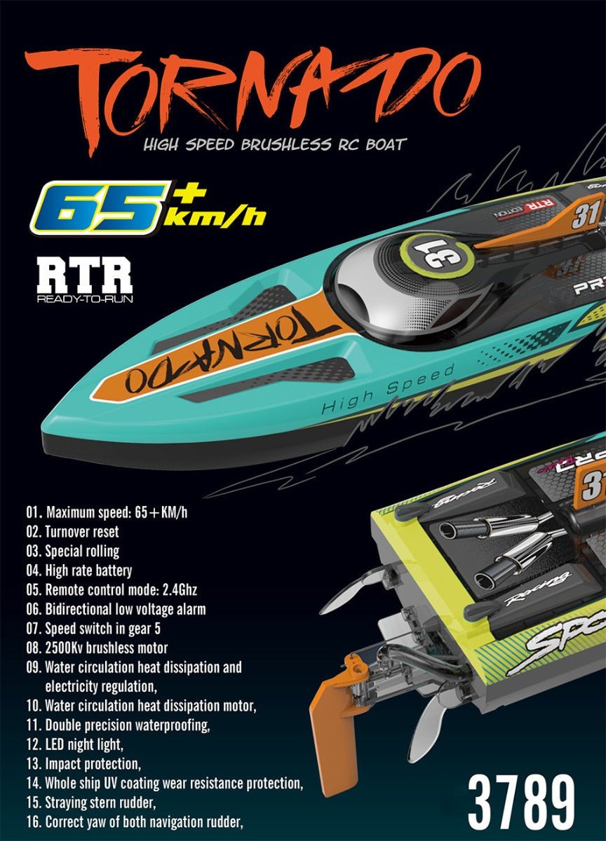 Tornado High Speed Brushless RC Boat R46 - Colorland Toys