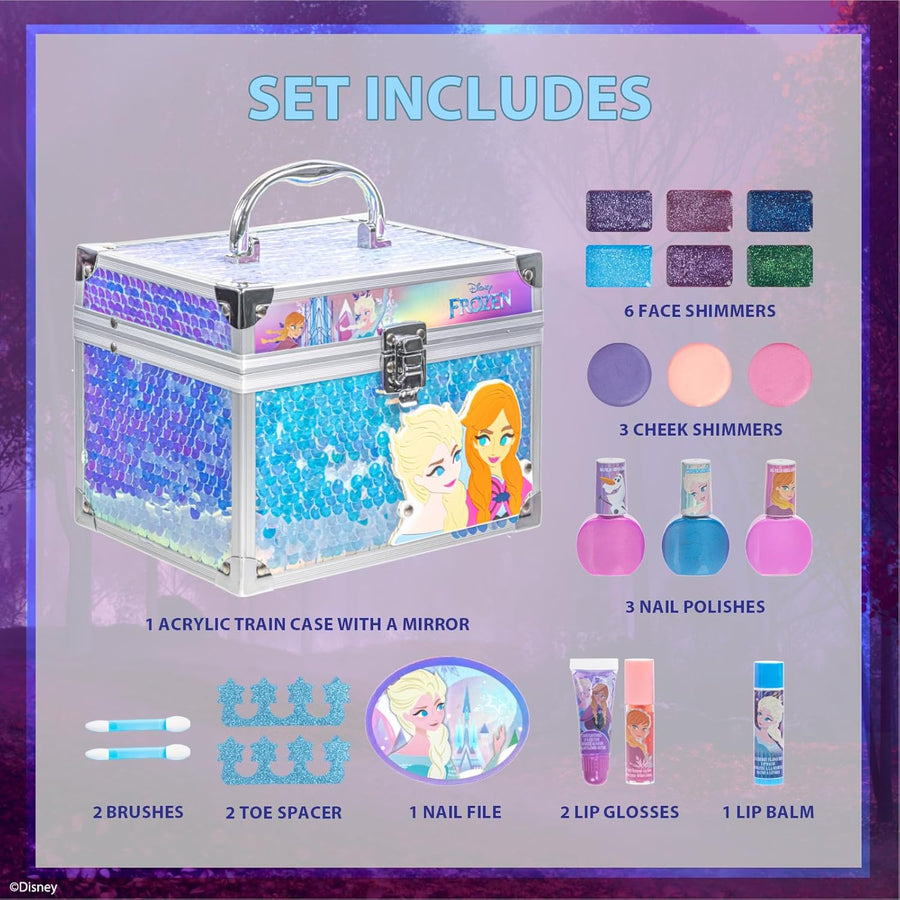 Townley Girl Disney Frozen Train Case Cosmetic Makeup Set for Kids — image 3