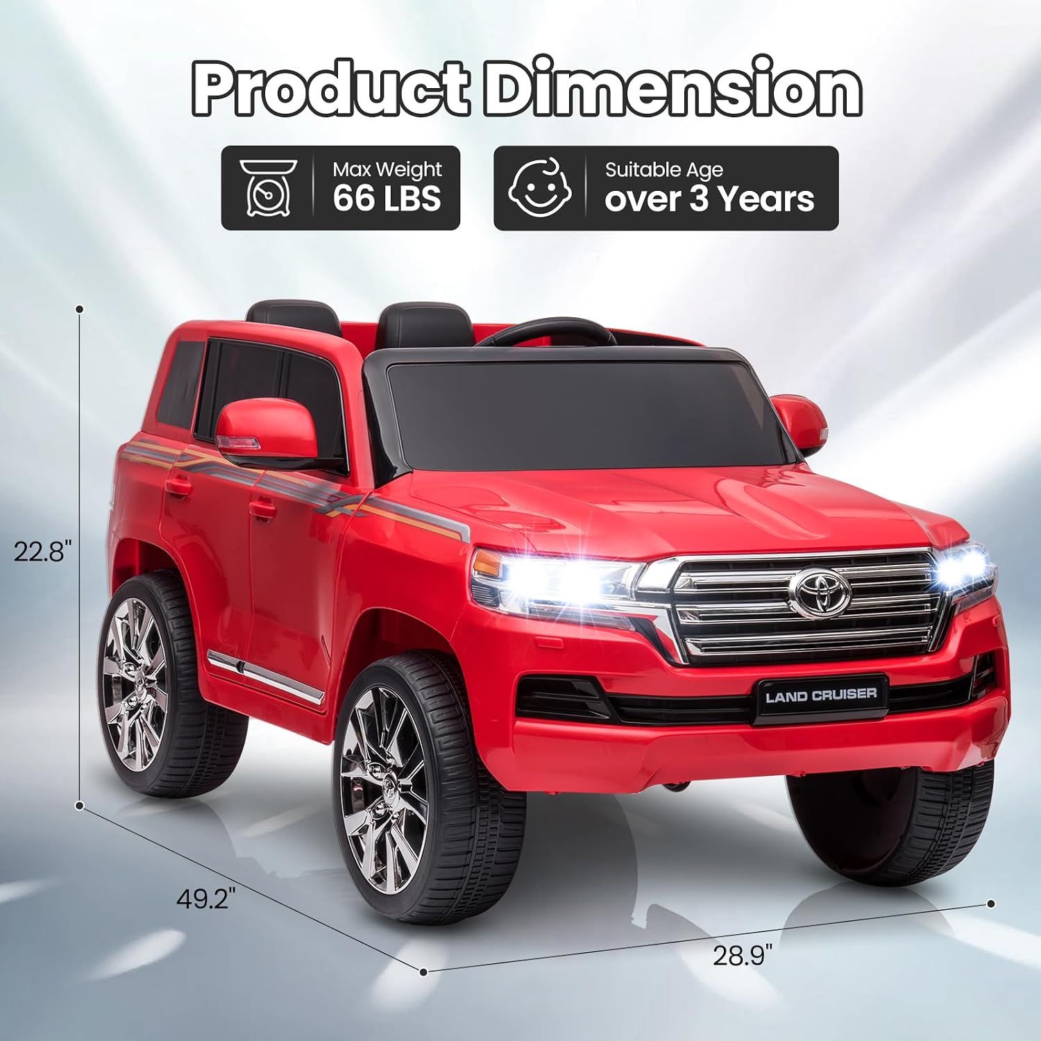 Toyota Land Cruiser 12V Kids Ride-On | Red JJ2022 - Colorland Toys