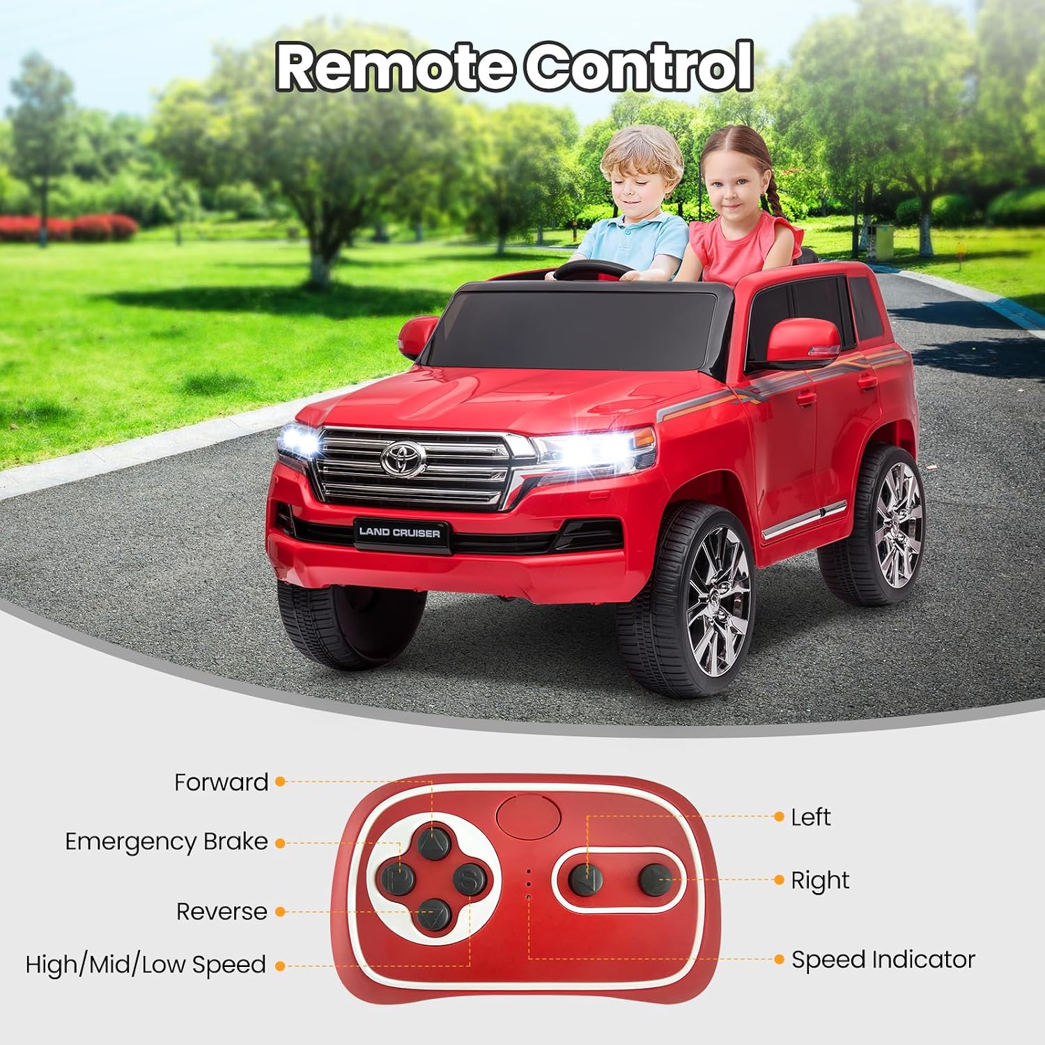 Toyota Land Cruiser 12V Kids Ride-On | Red JJ2022 - Colorland Toys