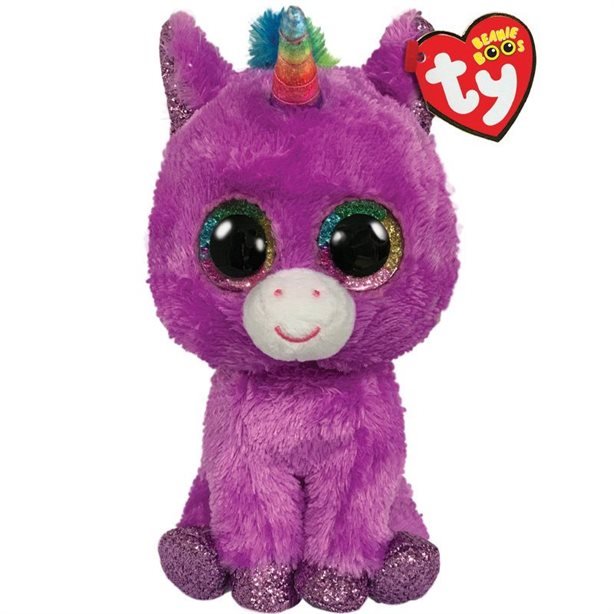 TY Beanie Boos Rosette the Purple Unicorn with Glitter Eyes 6inch 36328