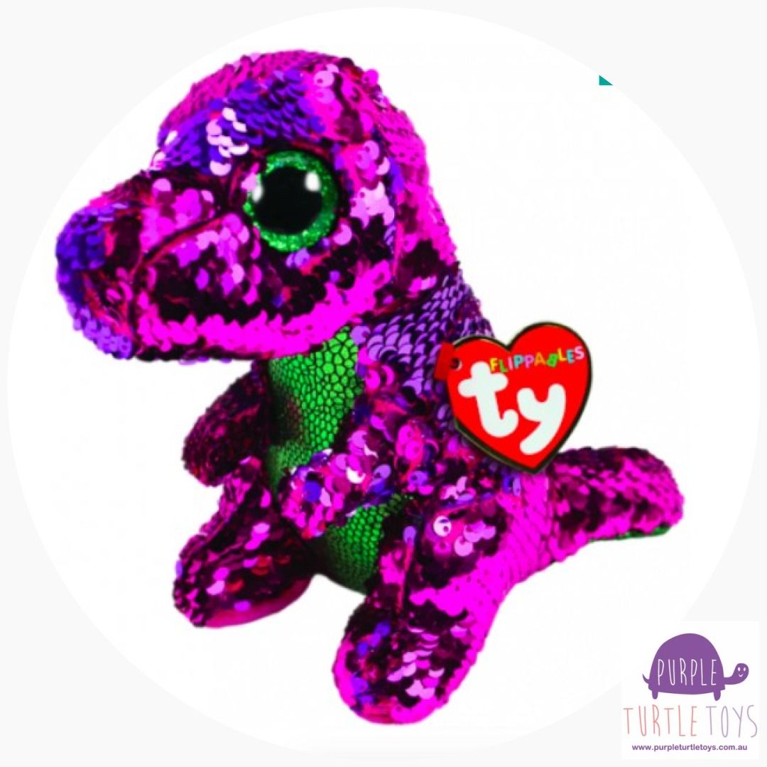 TY Flippables Stompy Pink Dinosaur Regular 18cm 36262 — image 1