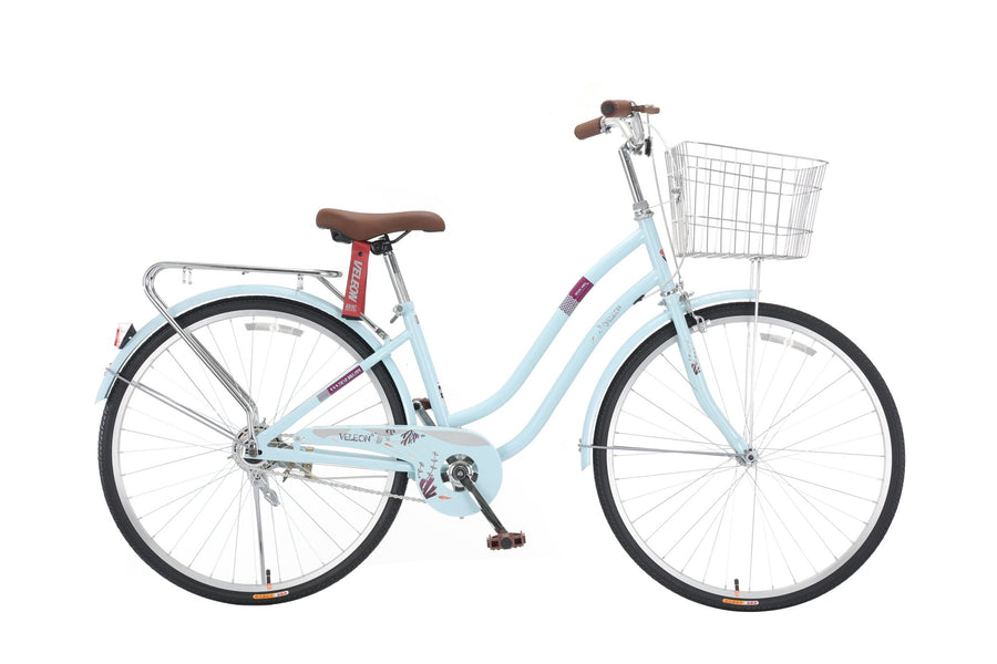 Veleon Bicycle With Basket 24 Inch Blue V-T602 — image 1