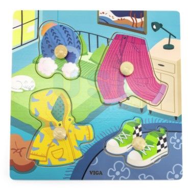 Viga Wooden Knob Puzzle - Clothes 44599 - Colorland Toys