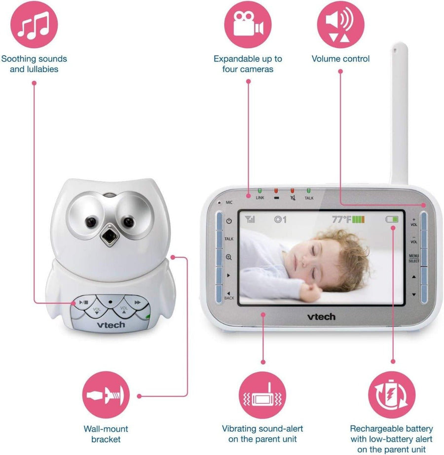 جهاز مراقبة الأطفال VTech الصوتي والفيديو في هيكل Owl باللون الأبيض VTBM4300 — image 5