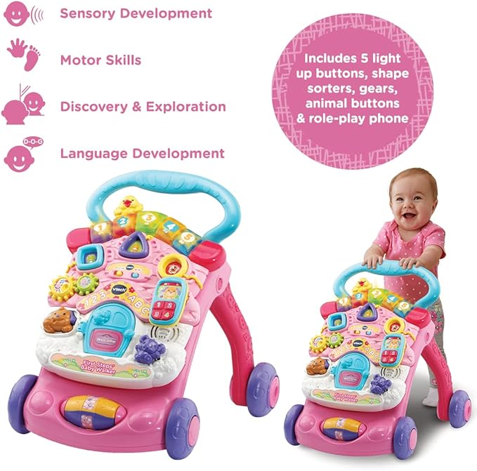 VTech First Steps Baby Walker Pink VT80 - 505653 - Colorland Toys