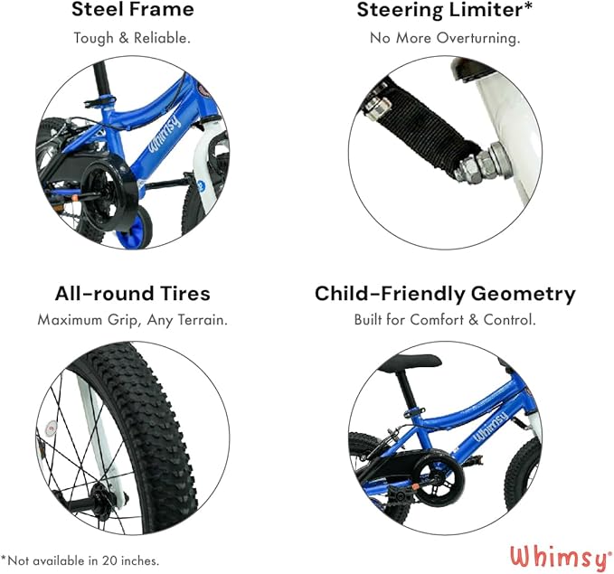 Whimsy Classic Bicycle 12 Inch Blue WM12CL - BL - Colorland Toys