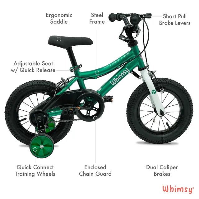 Whimsy Classic Bicycle 12 Inch Green WM12CL - GN - Colorland Toys