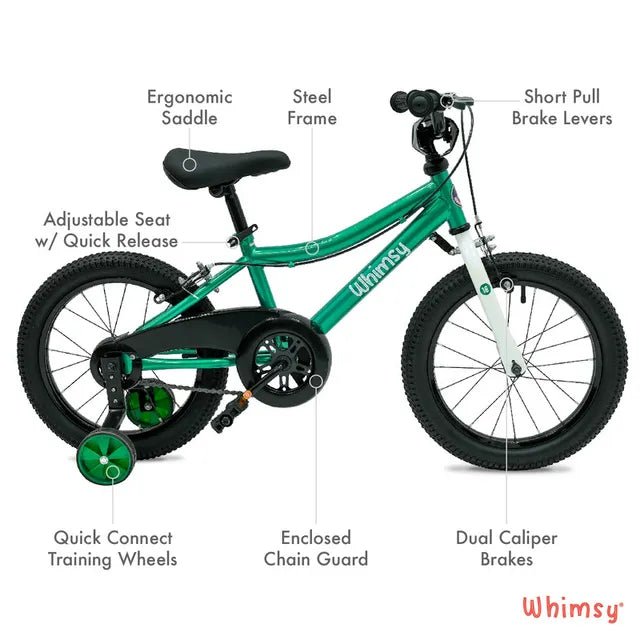Whimsy Classic Bicycle 16 Inch Green WM16CL - GN - Colorland Toys