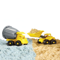 Wonder Factory Never-Dry Sand Construction Trucks Set with Vice & 104ml Sand - Colorland Toys
