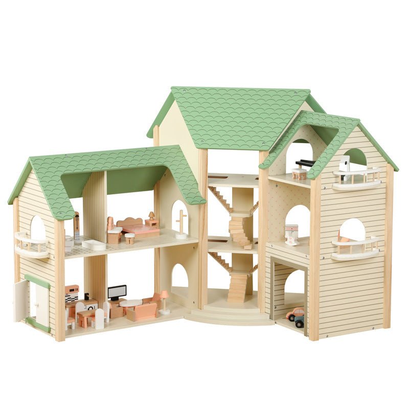 Wooden Dollhouse Green MSN23023 - Colorland Toys