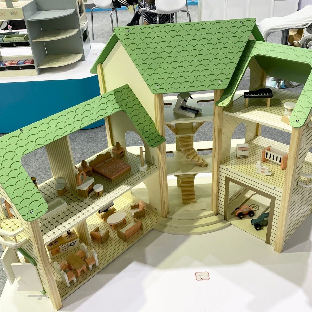 Wooden Dollhouse Green MSN23023 - Colorland Toys