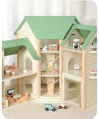 Wooden Dollhouse Green MSN23023 - Colorland Toys