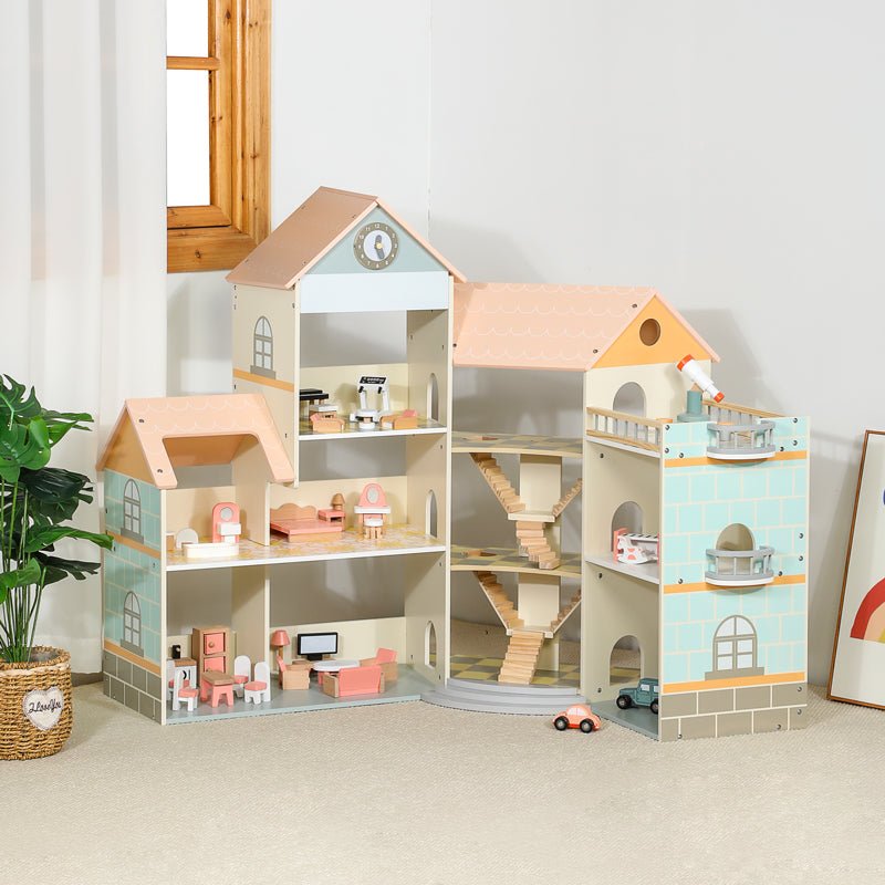 Wooden Dollhouse Pink MSN23031 - Colorland Toys