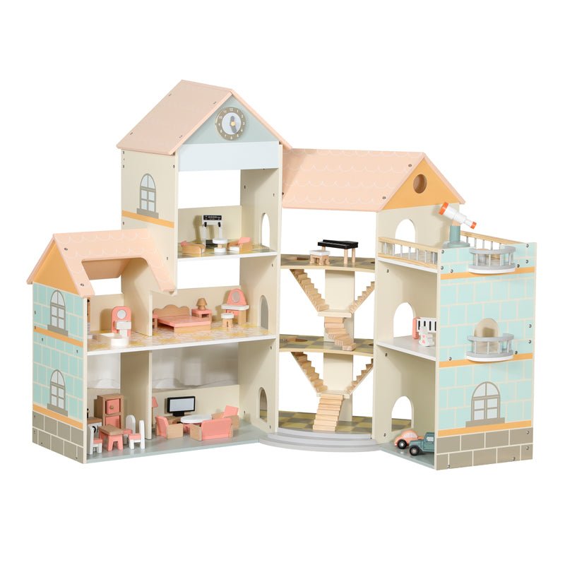 Wooden Dollhouse Pink MSN23031 - Colorland Toys