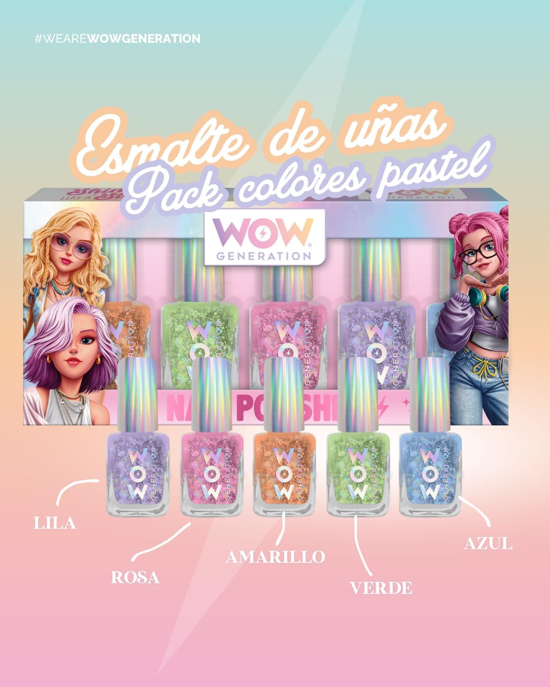 WOW Generation Pastel Nail Polish - Pack of 5 WOW00110 - Colorland Toys