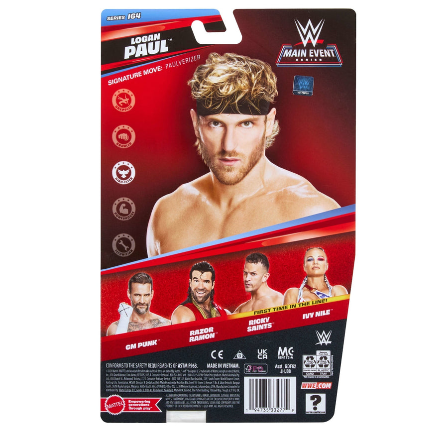 WWE Logan Paul Action Figure, Main Event Series #164, 6-Inch — image 6