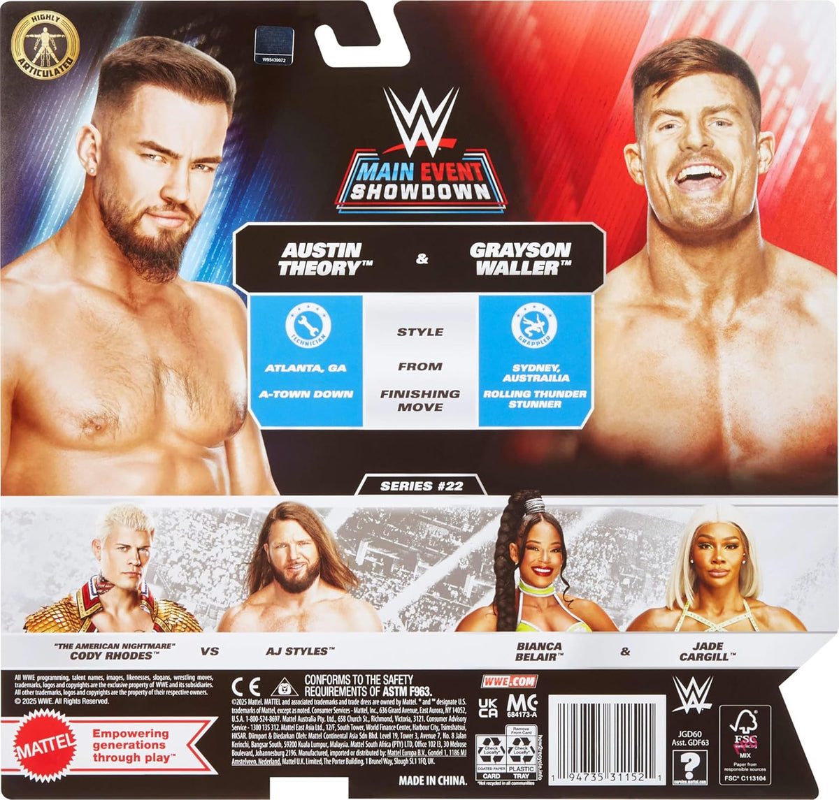 WWE Main Event Showdown Series-22 Austin Theory & Grayson Waller JGD63 — image 5