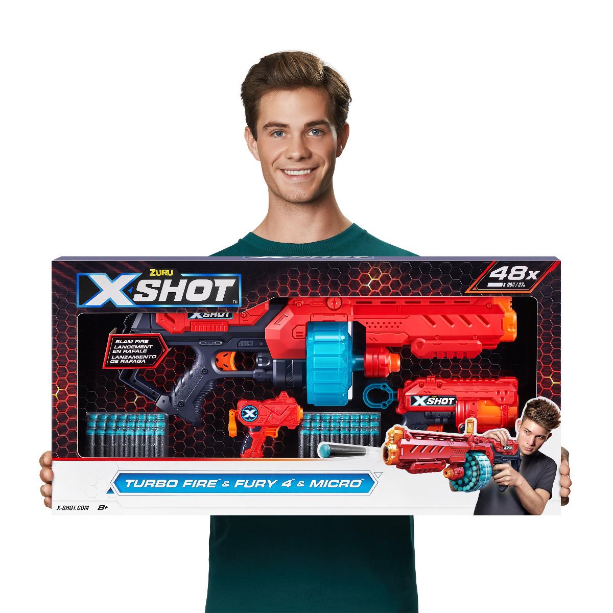 X-Shot Combo Pack Turbo Fire & Fury 4 & Micro 48Darts XS-36345 — image 1