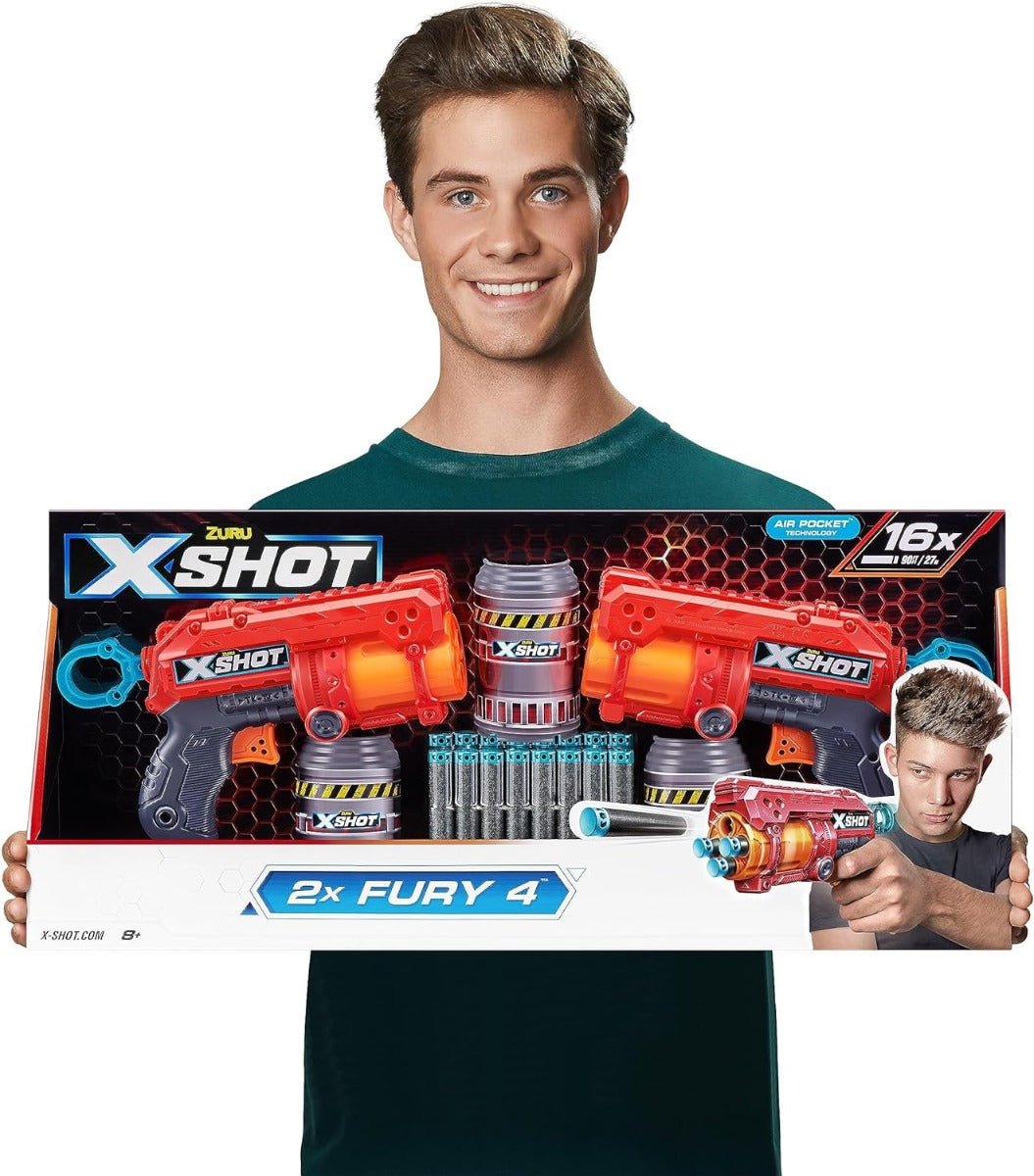 X - Shot Double Fury 4 Combo Foam Blaster Pack 36329 - Colorland Toys